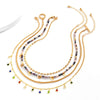Boho Crystal Sequin Tassel Choker Necklace Set