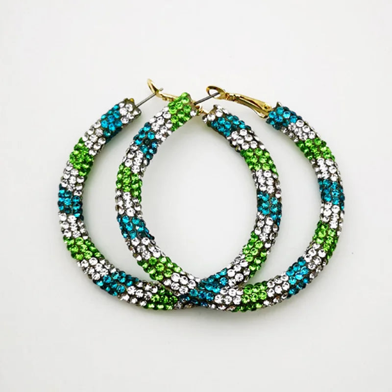 Rainbow Crystal Hoop Earrings