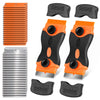 A set of versatile razor blade scraper tools in orange and silver for removing stickers, paint, and adhesive.
