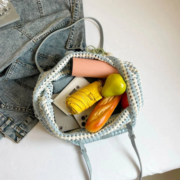 Hand-Knitted Cotton Tote Bag