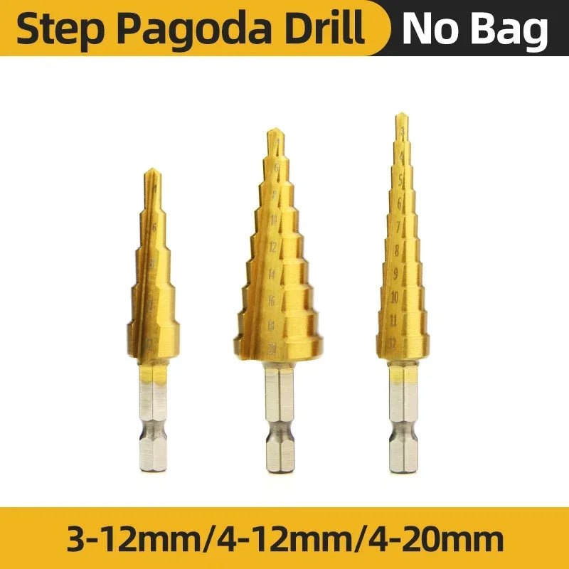 Titanium Step Drill Bit Set — 4 to 20mm Multi-Size Cone Drill