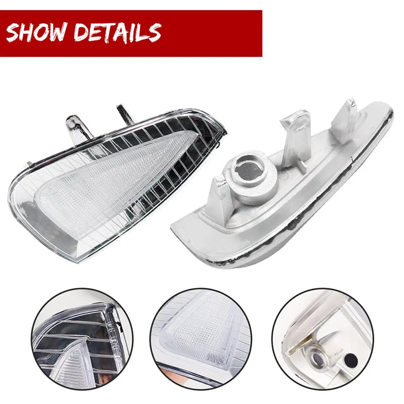 Two clear plastic front side marker light housings for a Dodge Charger, shown with close-up views.