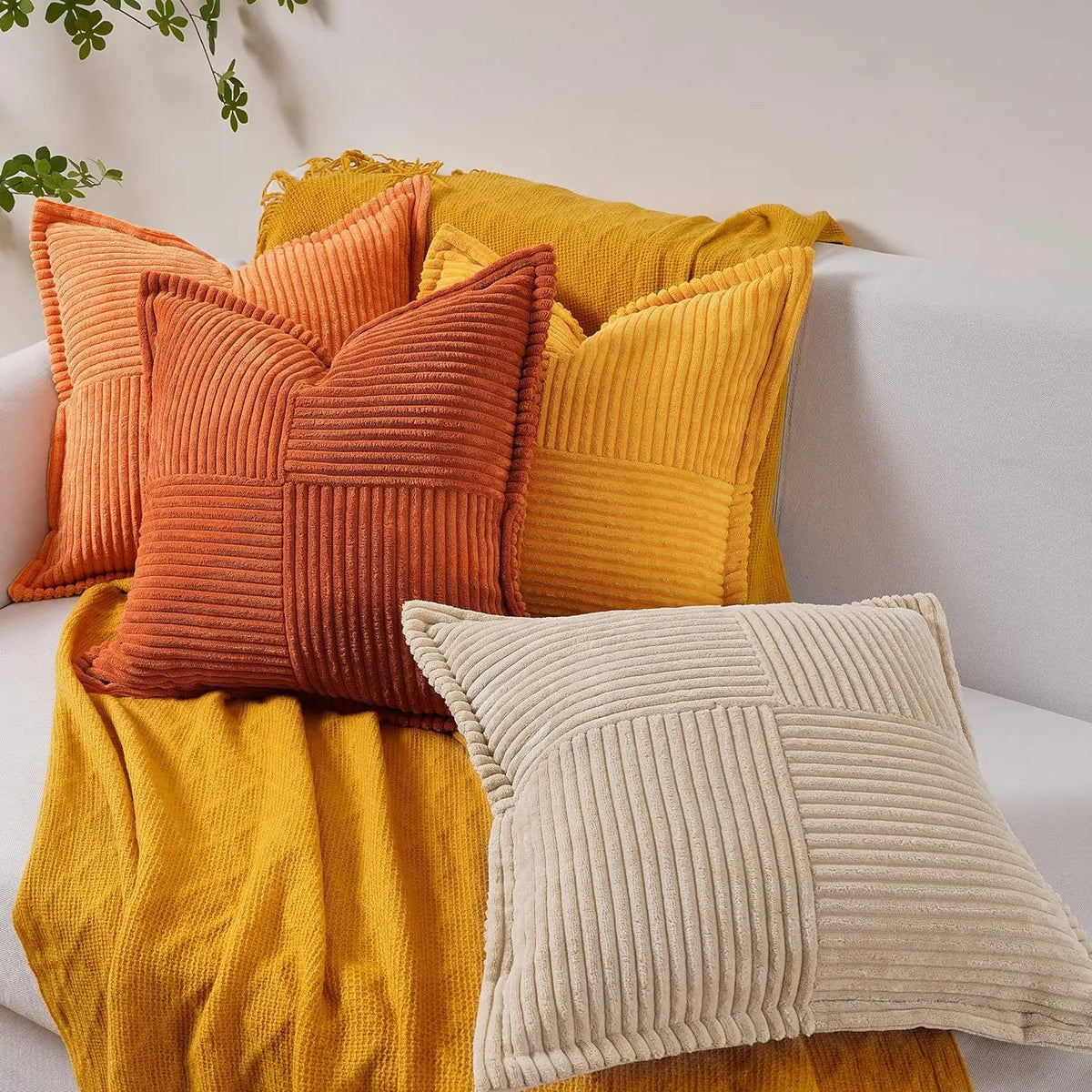 Corduroy Lumbar Pillow Cover for Office and Home