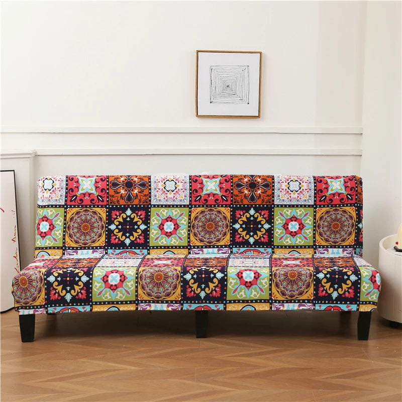 Stretchable Sofa Cover with Geometric Pattern for Futon Seats