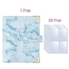 A stack of 25 pages from an A5 Premium PU Photocard Album featuring a light blue marbled design.