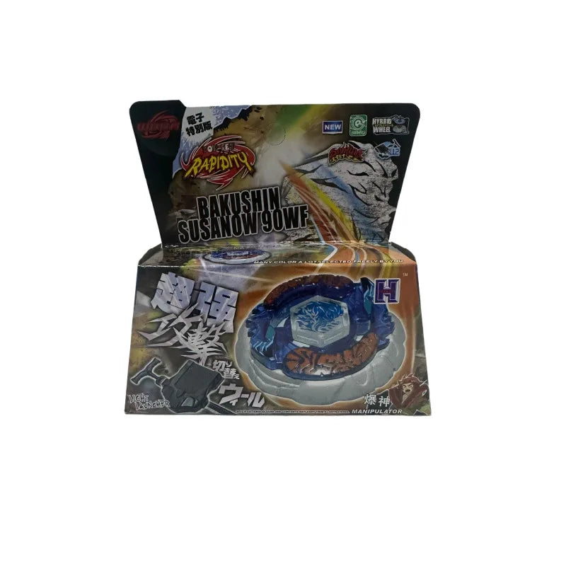 A box for a 4D Metal Fusion Battle Set with Launcher spinning top toy featuring graphics and text.