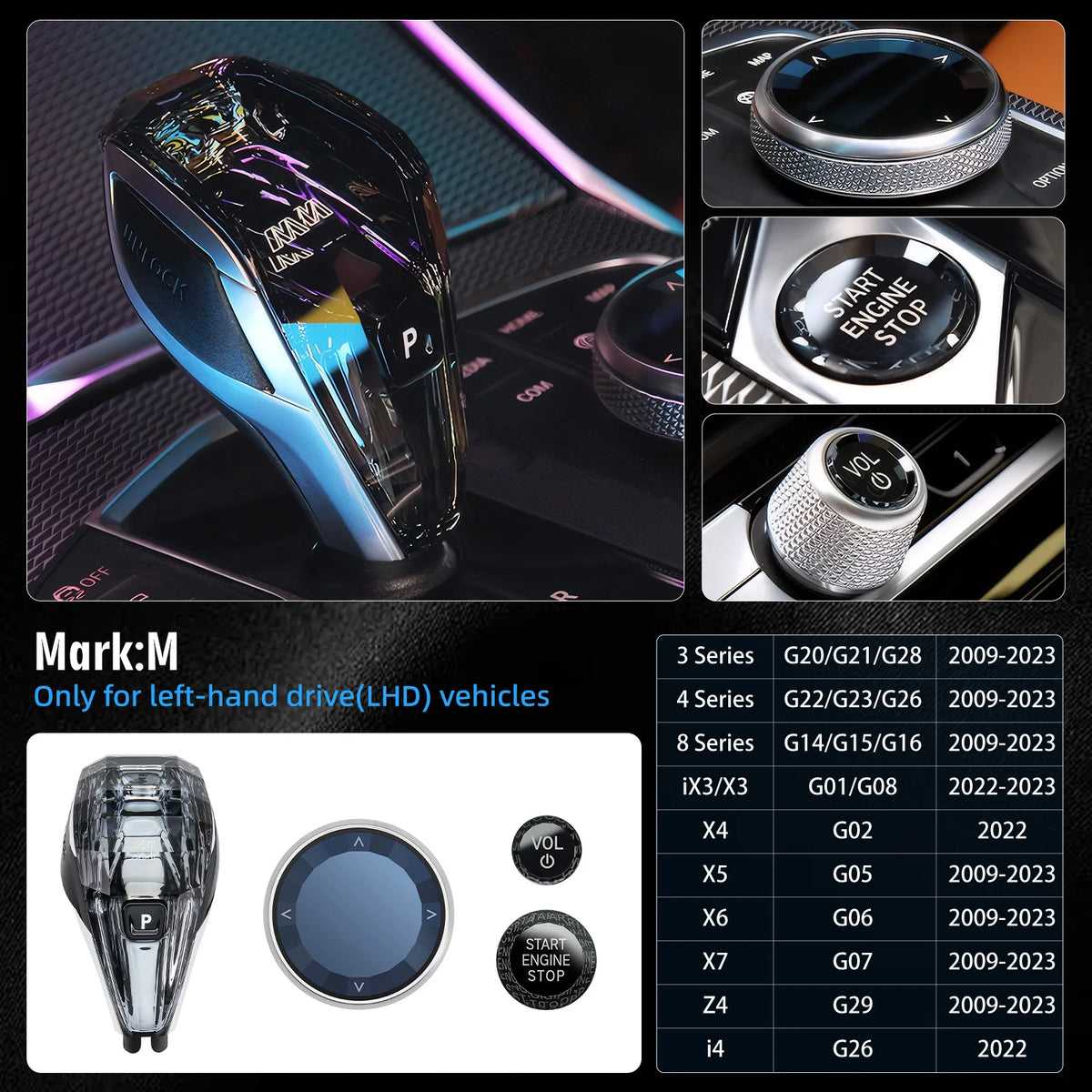 Crystal Gear Shift Knob Set for Select BMW Models