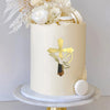 Elegant Gold Acrylic Cross Cake Toppers for Religious Celebrations