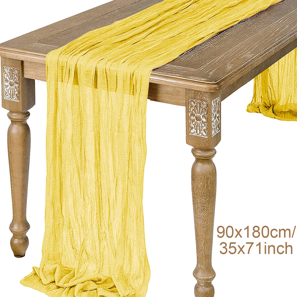 Semi-Sheer Gauze Table Runner in Sage