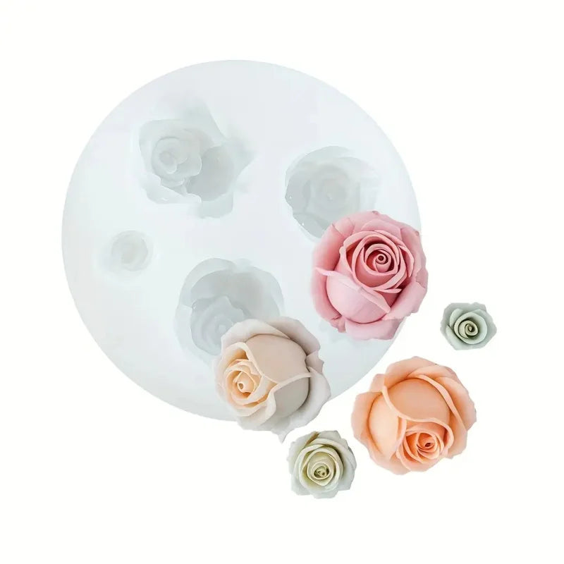 5-Piece Silicone Rose Mold Set for Polymer Clay, Soap & Candle Making