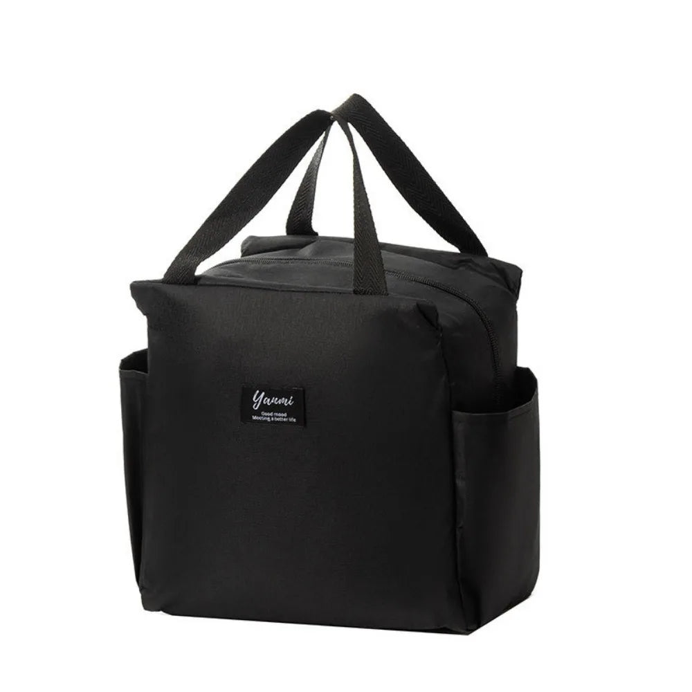 Insulated Canvas Lunch Bag with Double Pockets