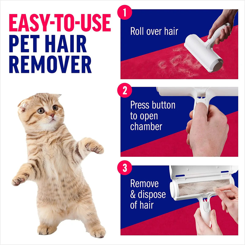 Rouleau Anti-Poils pour Animaux Réutilisable avec Base Auto-nettoyante