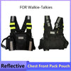 Black reflective chest front pack pouch for walkie-talkies and radios