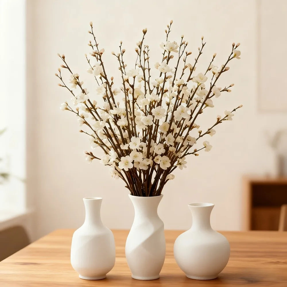 Artificial Plum Blossom Branches - Set of 5 for Elegant Home & Event Decor