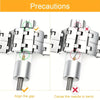 A tool kit for watch band link removal and pin adjustment showing precautions against aligning the gap and causing the needle