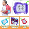 A set of colorful erasable drawing boards and an attached pen keychain for kids