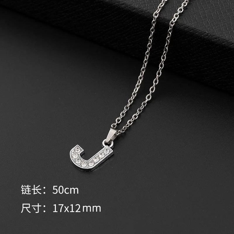 Initial Letter Pendant Necklace with Stainless Steel Chain