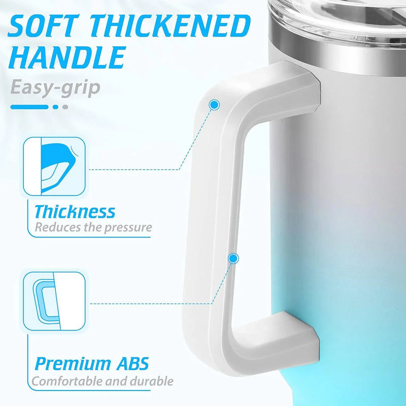40oz Insulated Tumbler with Handle and Straw