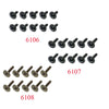 A collection of various black and silver high-speed 1/16 4WD RC car receiver parts, including different types of screws and c