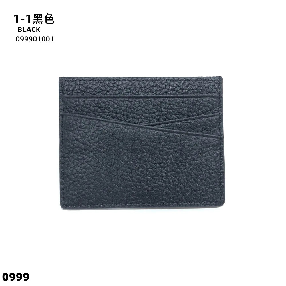 A black genuine leather slim card holder wallet.