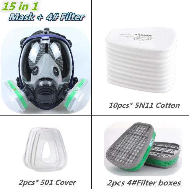 Full Face Chemical Respirator Mask with Anti-Fog Visor