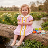 Girls Embroidered Plaid A-Line Dress with Peter Pan Collar
