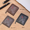 Men's Waxed Leather Bifold Wallet with All-Around Zipper