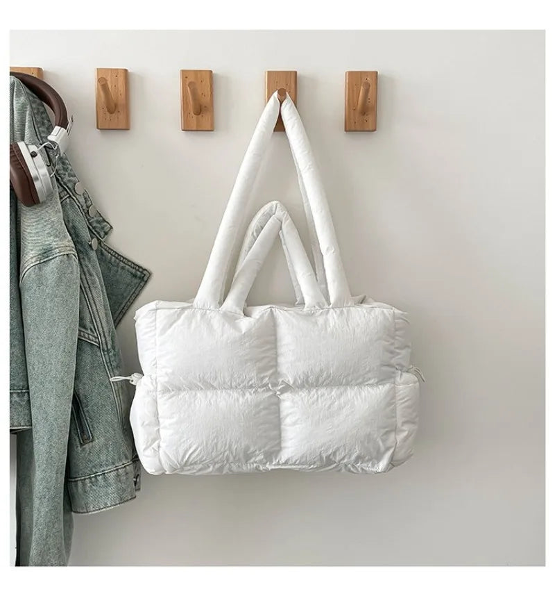 Quilted Puffer Tote Bag with Adjustable Strap