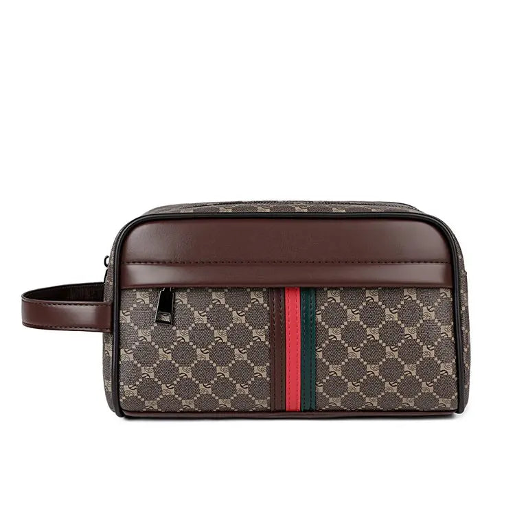 Vintage Leather Men's Clutch Bag with Detachable Waist Strap