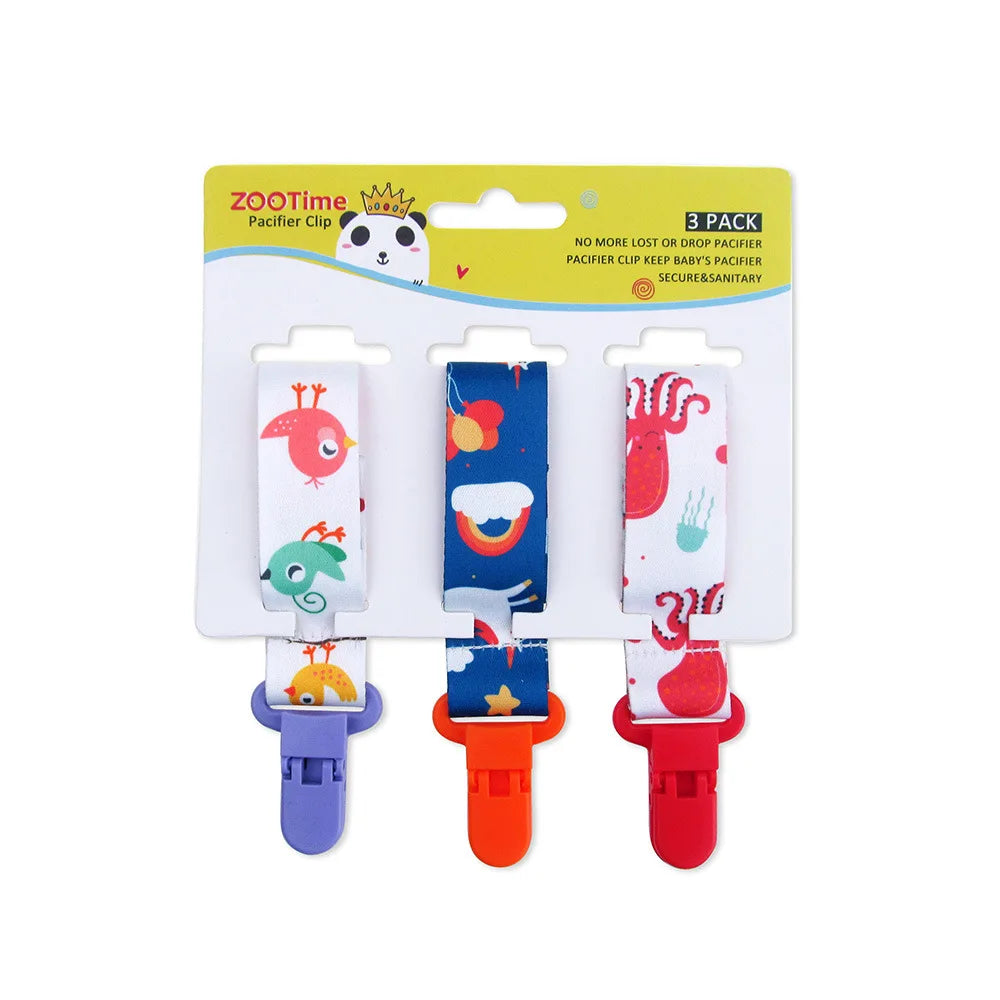 3-Pack Cartoon Pacifier Clips for Babies