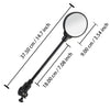 A black universal adjustable motorcycle rearview mirror with a round mirror and adjustable arm.