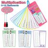 A set of 15 multiplication flashcards for 0-12 with double-sided practice and pens.