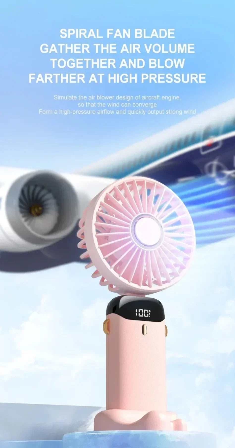 Portable 3-in-1 Foldable USB Fan with Phone Stand