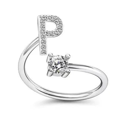 Initial Letter Ring with Zircon Accent