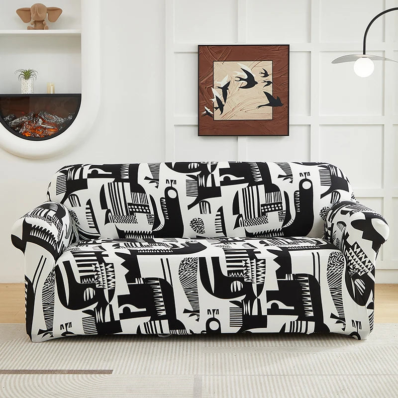 Slip-Resistant Stretch Sofa Cover with Floral Design