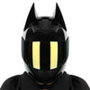 Black Bat Ear full face motorcycle helmet with yellow visor and detachable horns