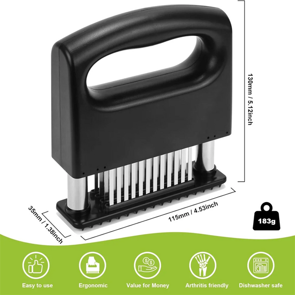 48-Needle Stainless Steel Meat Tenderizer with Safety Guard