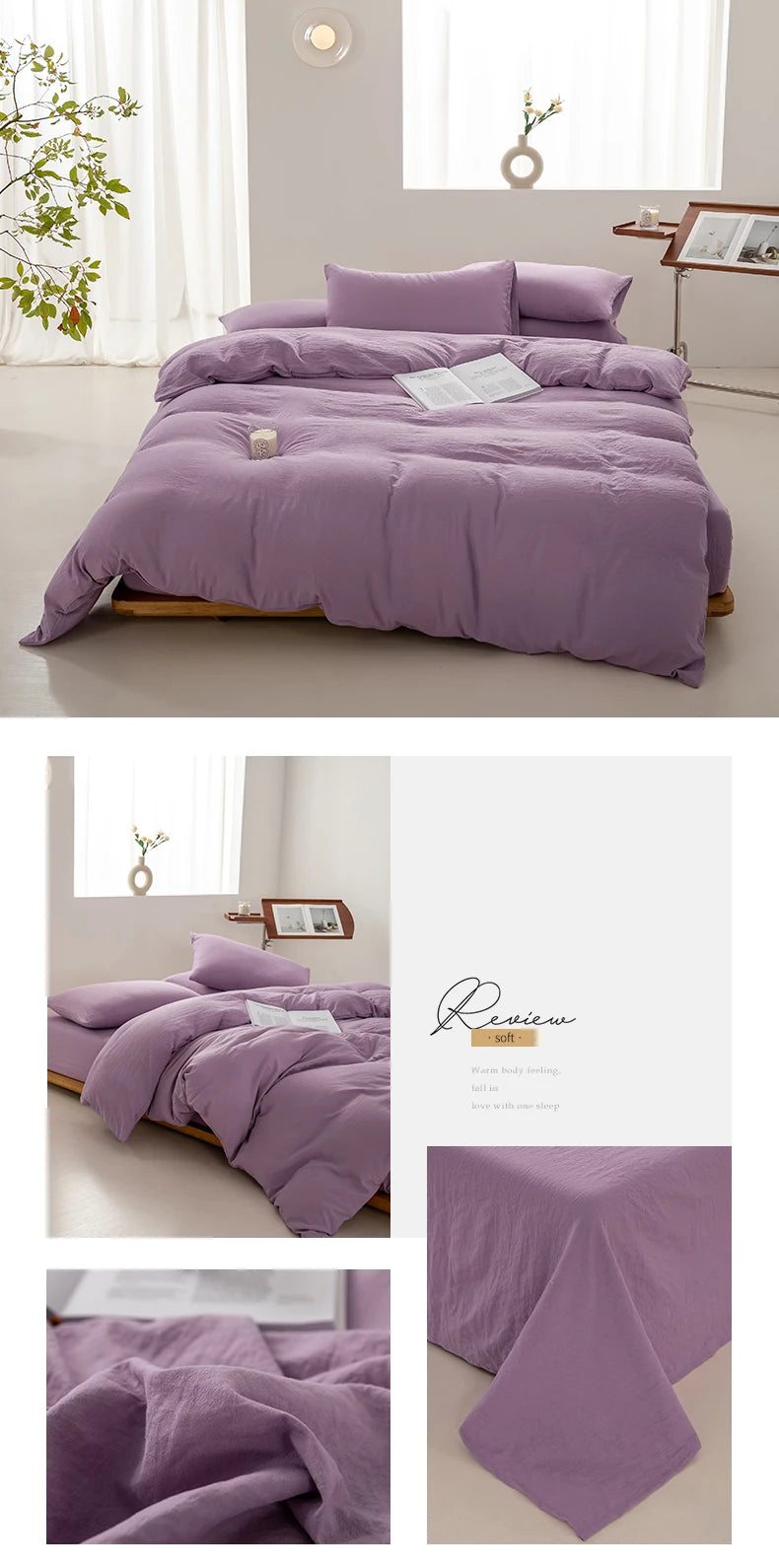 Washed Cotton Duvet Cover – Minimalist Solid Color Bedding