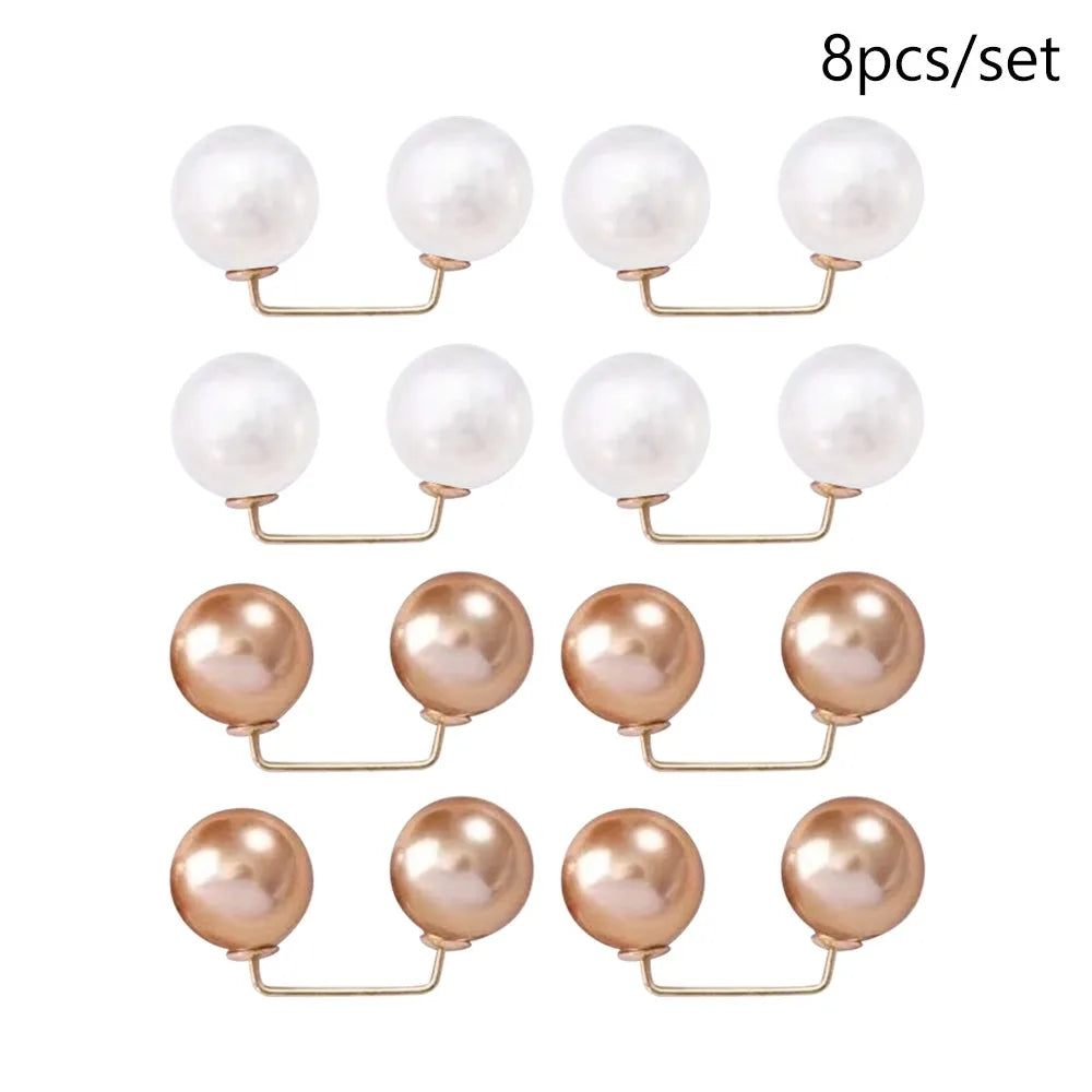 Pearl Brooch Pin Set – Versatile Double-Head Clips for Style and Function