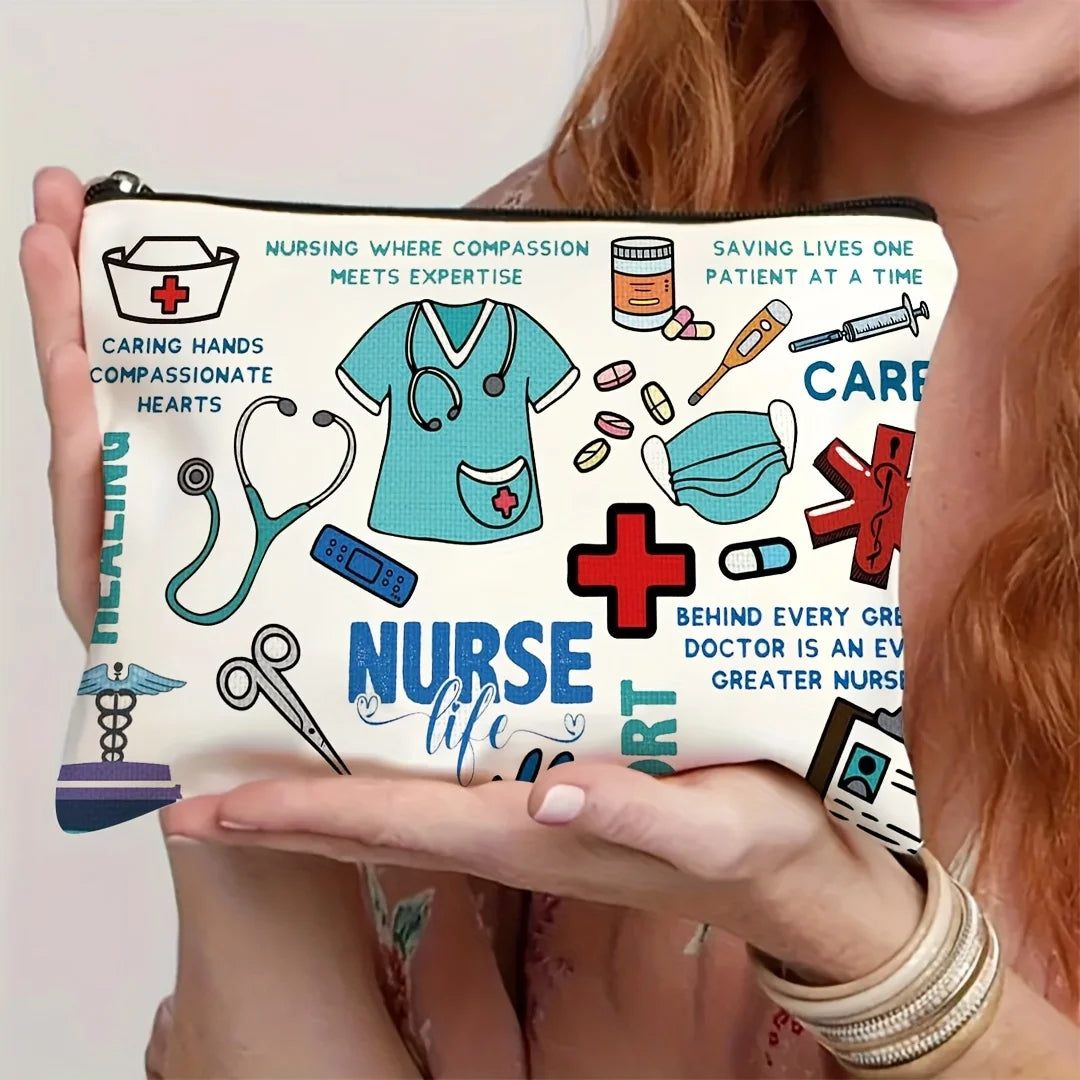Nurse-Themed Makeup Bag with Medical Design