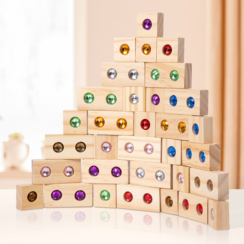 Rainbow Wooden & Acrylic Stacking Blocks Set