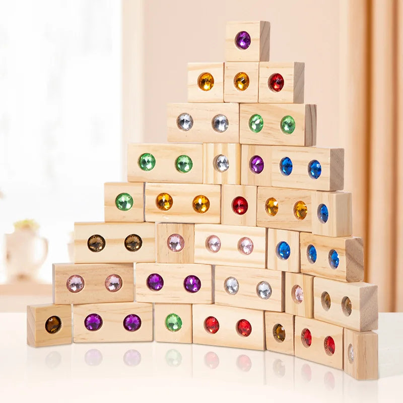 Rainbow Wooden & Acrylic Stacking Blocks Set