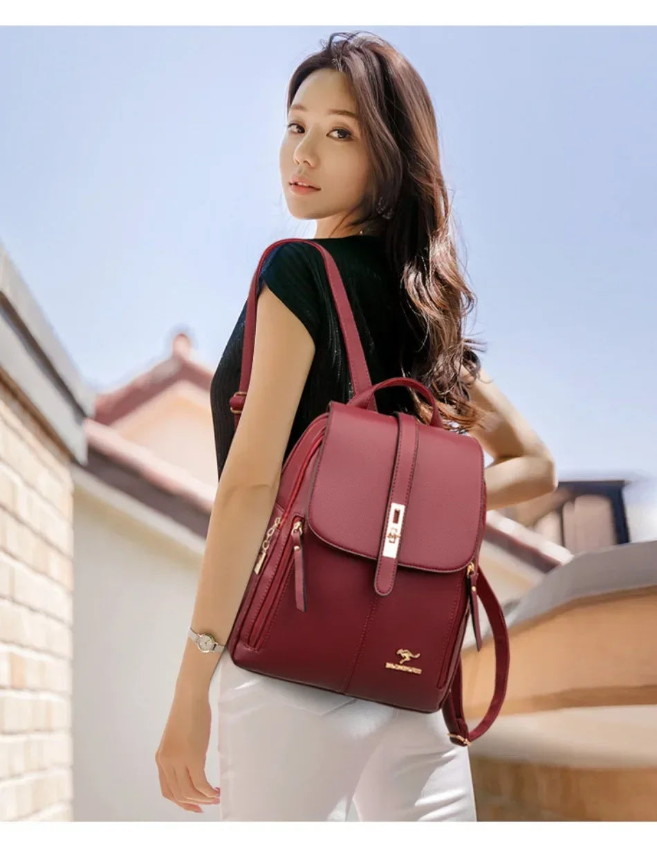 Vintage Leather Women's Backpack with Spacious Interior