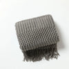 Khaki Knitted Throw Blanket with Tassels