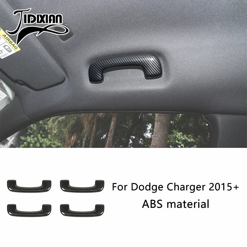 Black carbon fiber interior trim kit for Dodge Charger vehicles made of ABS material