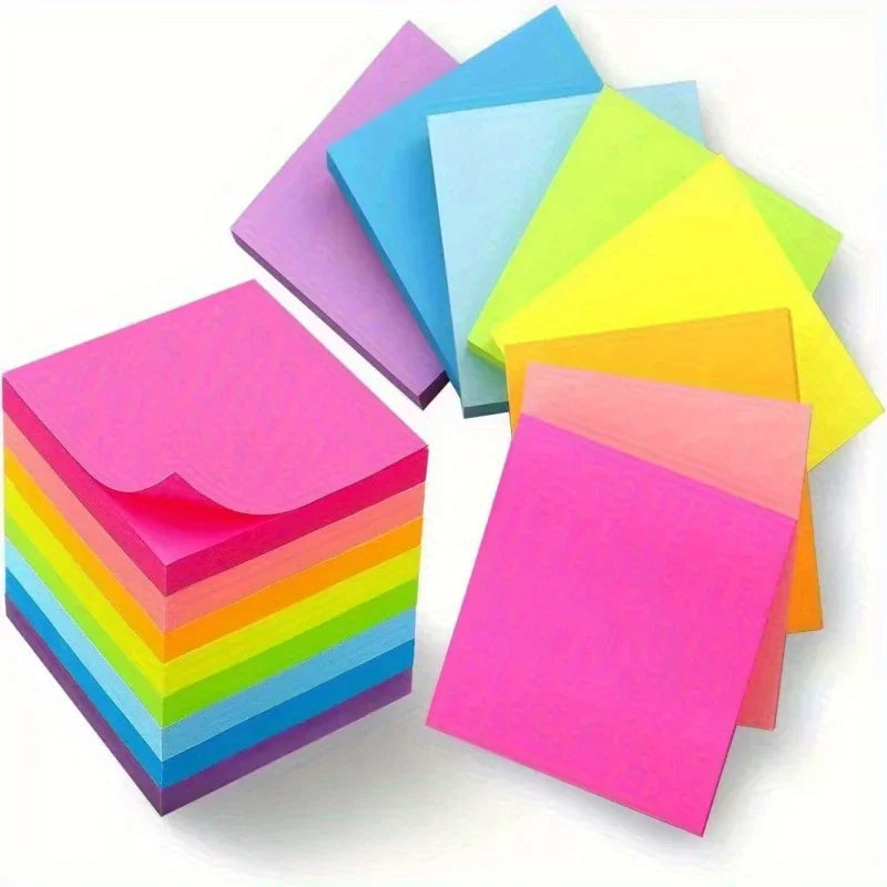 Vibrant Neon Self-Adhesive Sticky Notes for Organization