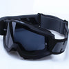 Black retro motorcycle sunglasses with night vision lenses displayed on a white background.