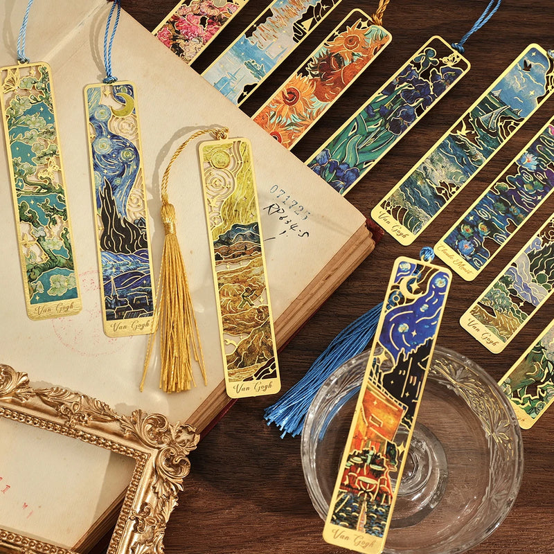 Vintage Metal Bookmarks with Long Tassels (Set of 12)