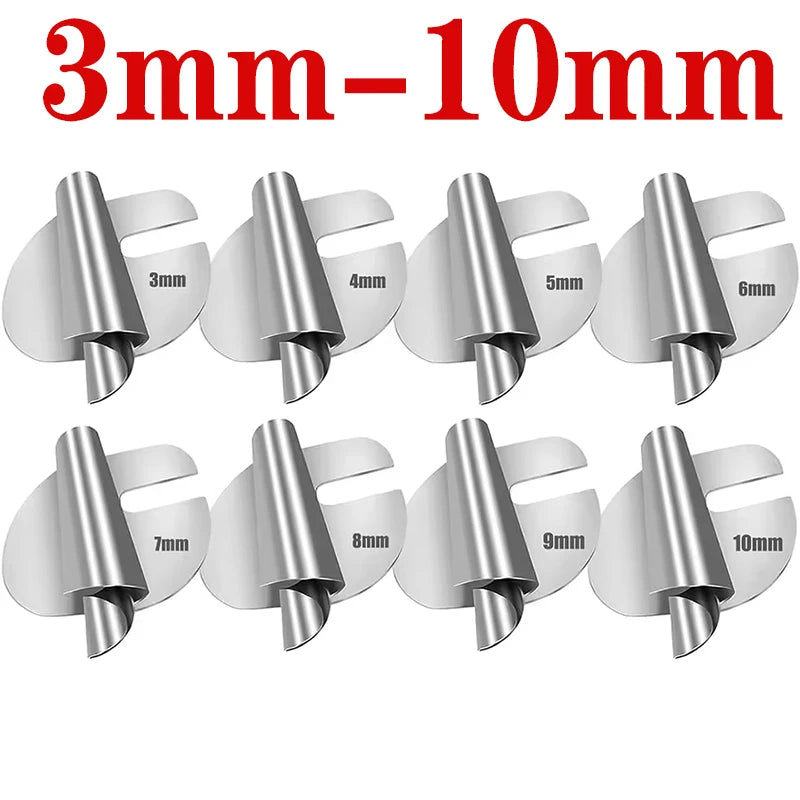 A set of universal rolled hemmer presser feet for sewing machines, ranging in size from 3mm to 10mm.
