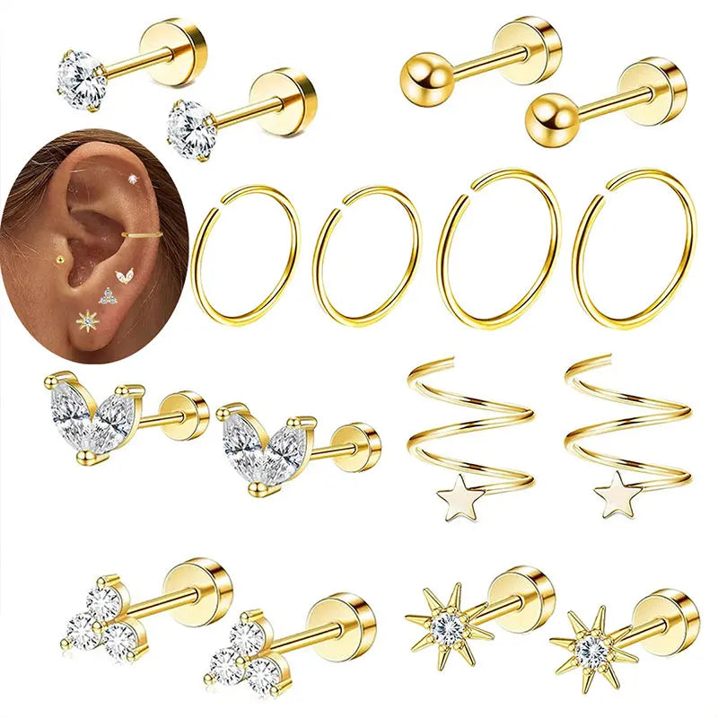 Moon-Shaped Stainless Steel Flatback Earrings